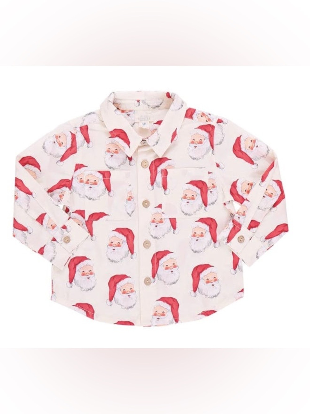 Pink Chicken Cream & Red Santa Print Button-Down Shirt
